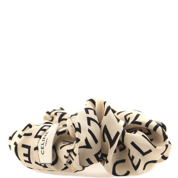 Celine Triomphe Scrunchie Printed Silk with Metal XS Neutral - Picture 3 of 4